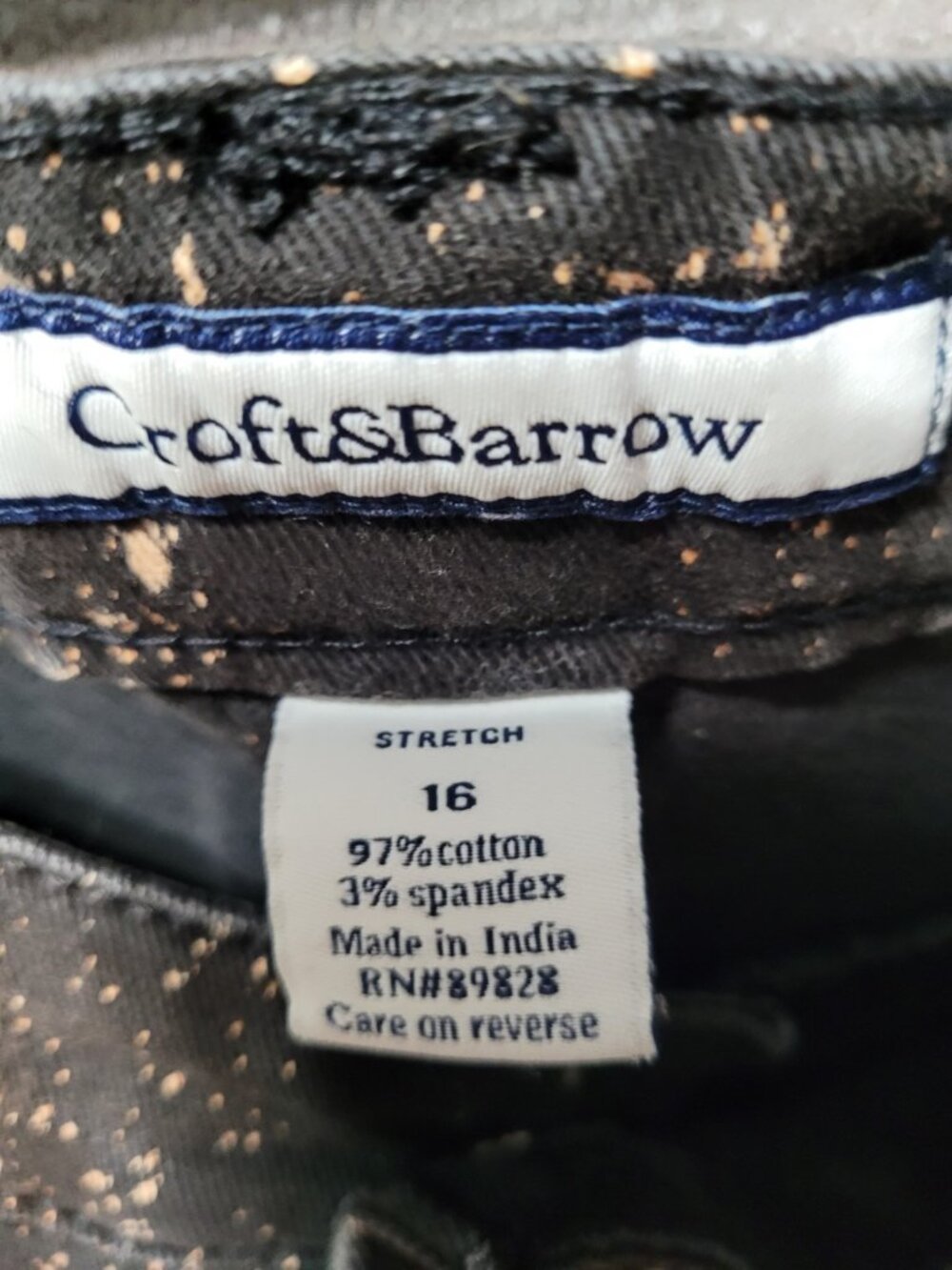 Vtg Y2K Croft&Barrow Womens Bleached Jeans 16 Stretch Straight Leg Black Orange - Picture 11 of 14